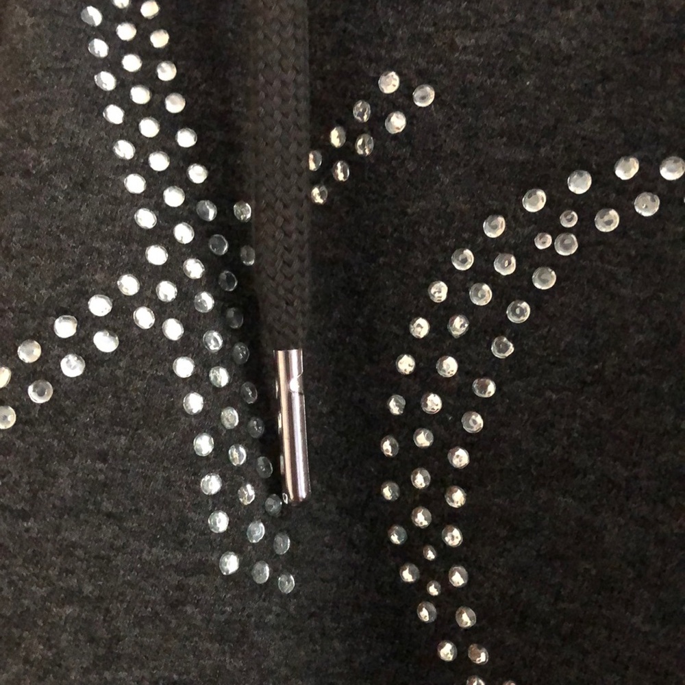 NWT XOXO Dark Grey Embellished Hooded Sweatshirt. - Picture 3 of 8
